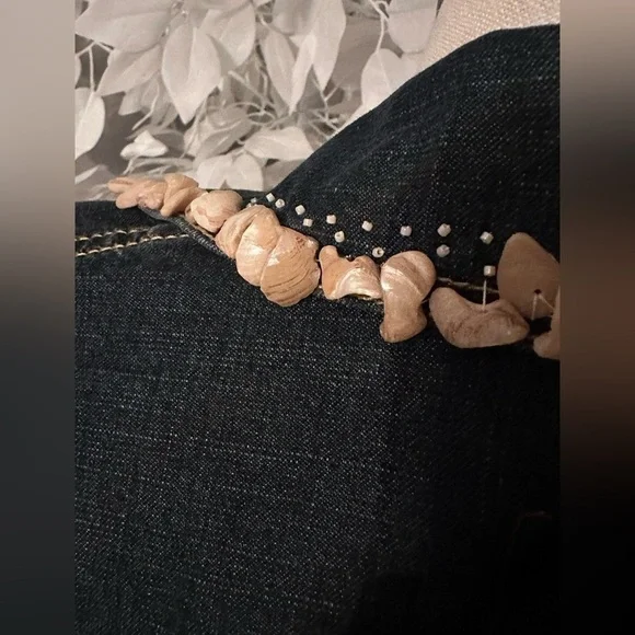 Levi Strauss xs/s Jean jacket with natural shell embellishments